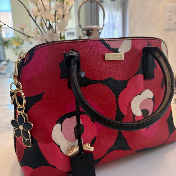 Kate Spade Black and Red Floral Satchel - Picture 2 of 11